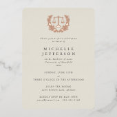 Cream Law School/Legal Qualifications Afstuderen Folie Uitnodiging (Voorkant)