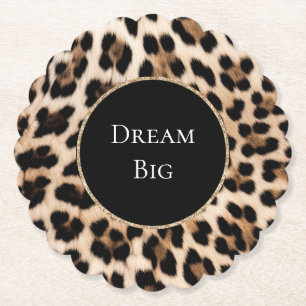 Cream Leopard Animal Birthday Kartonnen Onderzetters