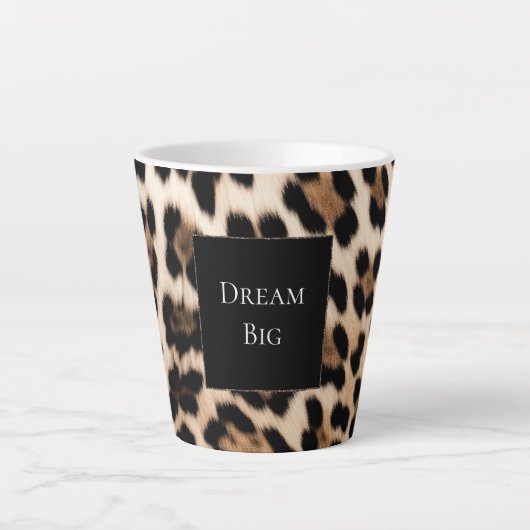 Cream Leopard Animal Birthday Latte Mok (Voorkant)