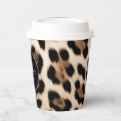 Cream Leopard Animal Glitter Lijst Papieren Bekers (Links)