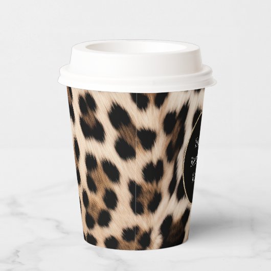 Cream Leopard Animal Glitter Lijst Papieren Bekers (Rechts)