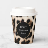 Cream Leopard Animal Glitter Lijst Papieren Bekers (Voorkant)