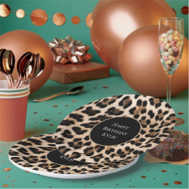 Cream Leopard Animal Glitter Lijst Papieren Bordje