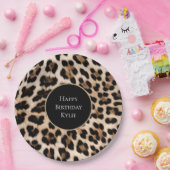 Cream Leopard Animal Glitter Lijst Papieren Bordje (Feest)