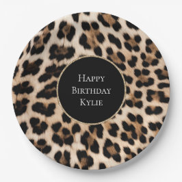 Cream Leopard Animal Glitter Lijst Papieren Bordje