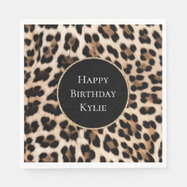 Cream Leopard Animal Glitter Lijst Servet