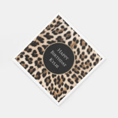 Cream Leopard Animal Glitter Lijst Servet (Hoek)