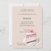 Cream Leopard Animal Pink Heart Cake Birthday Kaart (Voorkant)