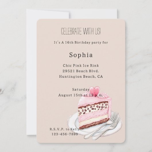 Cream Leopard Animal Pink Heart Cake Birthday Kaart (Voorkant)