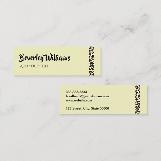 Cream Leopard Business Calling Card Contactkaartje (Voorkant / Achterkant)