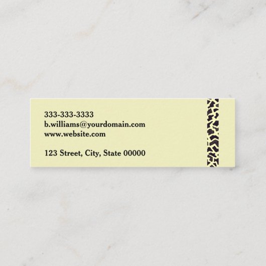 Cream Leopard Business Calling Card Contactkaartje (Achterkant)