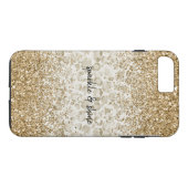Cream Leopard Print Glitzy Gold Sparkle Case-Mate iPhone Case (Achterkant (Horizontaal))
