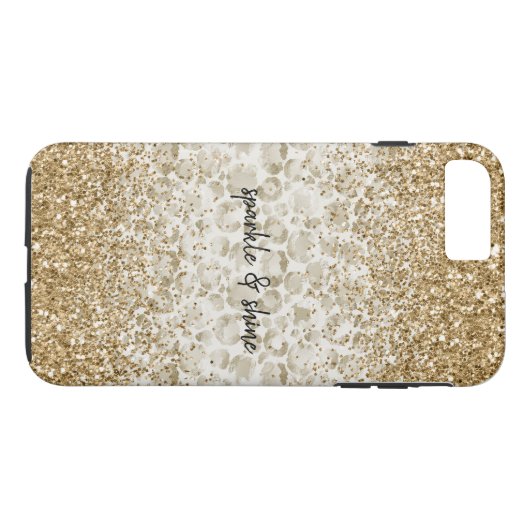 Cream Leopard Print Glitzy Gold Sparkle Case-Mate iPhone Case (Achterkant (Horizontaal))