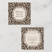 Cream Leopard Print Hair Stylist Afspraakkaarten Afsprakenkaartje (Voorkant / Achterkant)