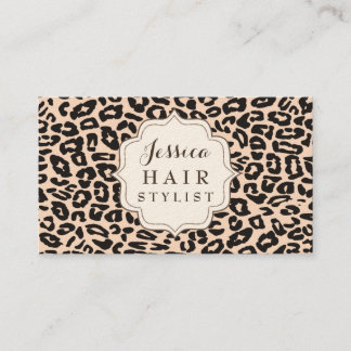 Cream Leopard Print Hair Stylist Appointkaarten Afsprakenkaartje
