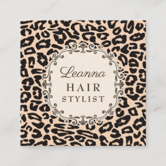 Cream Leopard Print Hair Stylist Appointkaarten Afsprakenkaartje