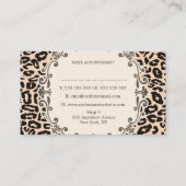 Cream Leopard Print Hair Stylist Appointkaarten Afsprakenkaartje (Achterkant)