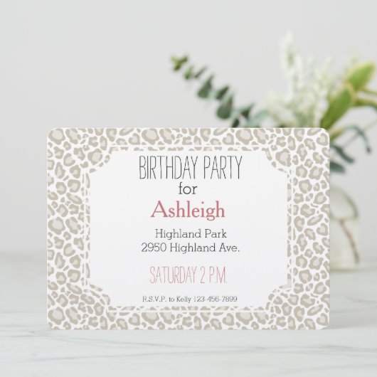Cream Leopard Print Kaart (Staand voorkant)