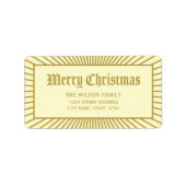 Cream Lijnen Decoratieve Vrolijk Kerstmis Adres Etiket (Voorkant)