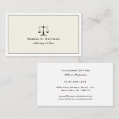 Cream Lijst Attorney Justice Scale Professional Visitekaartje (Voorkant / Achterkant)
