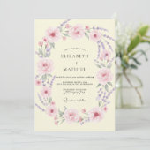 Cream Lilac Bloem Bruiloft Kaart (Staand voorkant)