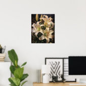 Cream Lily Flowers Art Print Poster (Thuiskantoor)