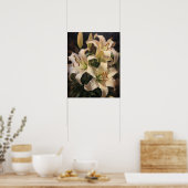 Cream Lily Flowers Art Print Poster (Keuken)