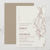 CREAM LINE DRAWENDE FLORAAL WE KONDEN NIET INVITE BEDANKKAART (Voorkant / Achterkant)