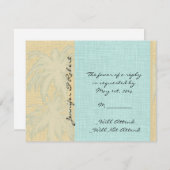 Cream Linen Blue Palm Trees-reactiekaart RSVP Kaartje (Voorkant / Achterkant)