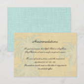 Cream Linen Blue Palm Trees Wedding Insert Informatiekaartje (Voorkant / Achterkant)