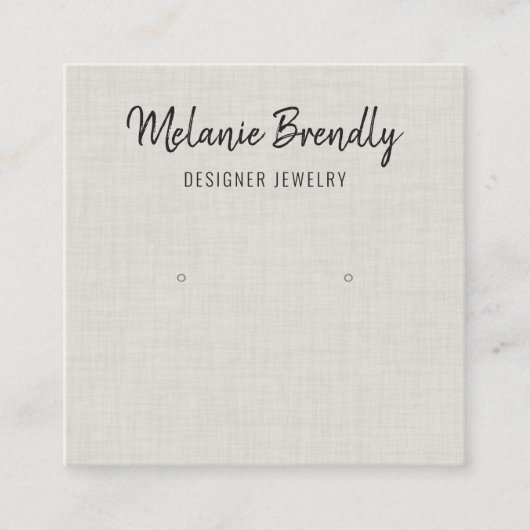 Cream Linen Pattern Earring Display Visitekaartje (Voorkant)