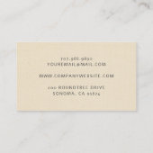 Cream Linnen Eenvoudig Minimaal Monogram Visitekaartje (Achterkant)