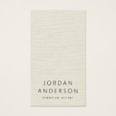 Cream linnen look logo QR code visitekaartjes (Voorkant)