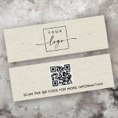 Cream linnen look logo QR stud oorbel display kaar Mini Visitekaartjes