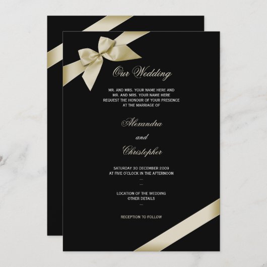 Cream Lint Bruiloft Aankondiging 2 (Voorkant / Achterkant)