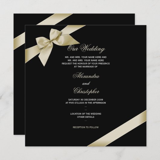 Cream Lint Bruiloft Aankondiging 2 (Voorkant / Achterkant)