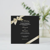 Cream Lint Bruiloft Aankondiging 2 (Staand voorkant)