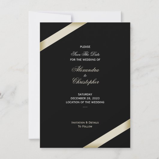 Cream lint bruiloft Save the date (Achterkant)