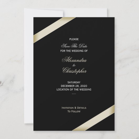 Cream lint bruiloft Save the date (Achterkant)