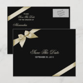 Cream Lint Bruiloft Save the Date 3 Aankondigingskaart (Voorkant / Achterkant)