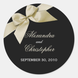 Cream Lint bruiloft uitnodiging Aankondiging Ronde Sticker