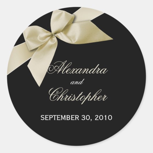 Cream Lint bruiloft uitnodiging Aankondiging Ronde Sticker (Voorkant)