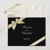 Cream Lint RSVP Uitnodiging Briefkaart (Voorkant / Achterkant)