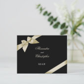 Cream Lint RSVP Uitnodiging Briefkaart (Staand voorkant)