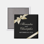 Cream Lint Save De datum Bruiloft Aankondiging Magneet (Voorkant / Achterkant)