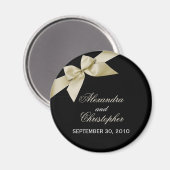 Cream Lint Save De datum Bruiloft Aankondiging Magneet (Voorkant / Achterkant)