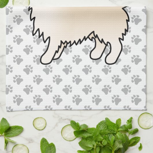 Cream Long Coat Chihuahua Cartoon Dog & Paws Theedoek (Gevouwen)