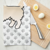 Cream Long Coat Chihuahua Cartoon Dog & Paws Theedoek (Quarter Fold)