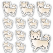 Cream Long Coat Chihuahua Cute Cartoon Dogs Sticker (Voorkant)