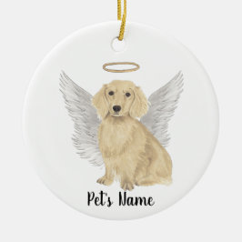 Cream Long Haered Dachshund Sympathy Memorial Keramisch Ornament
